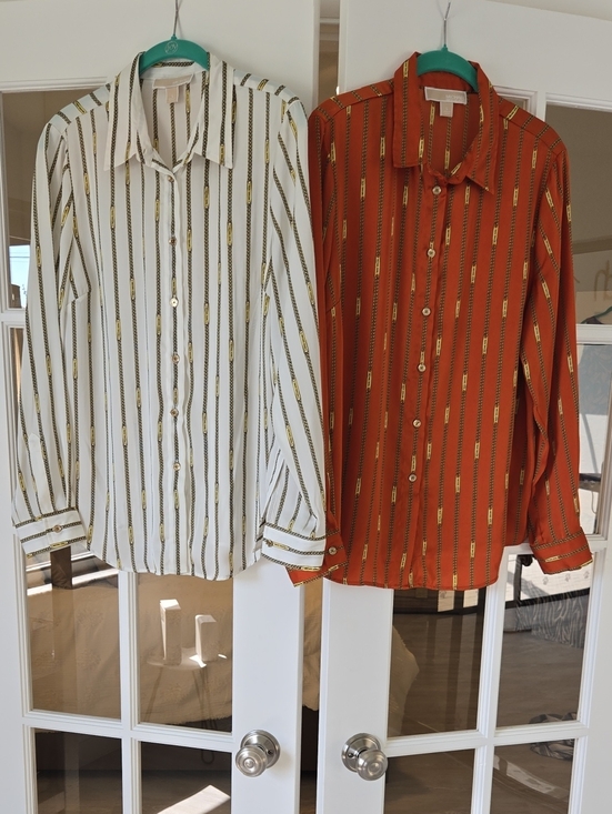Michael Kors Tops - 2-Michael Kors Button-Down Shirt Pair in White and Rust Orange